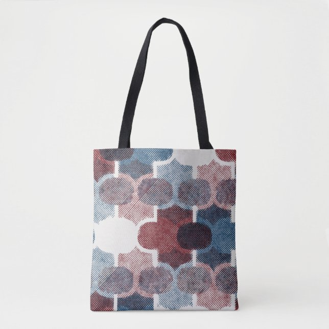Geometric Abstrakt Red Blue Mönster Tygkasse (Framsida)