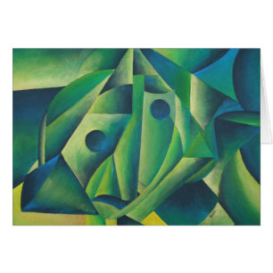 Geometric Abstrakt Village Woman and Headscarf Hälsningskort