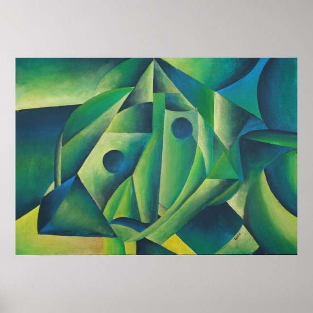 Geometric Abstrakt Village Woman and Headscarf Poster (Framsidan)
