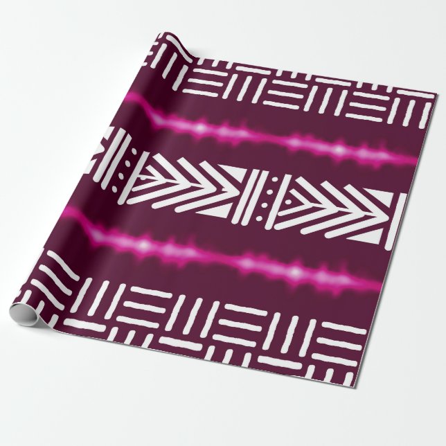 Geometric African Lera Trasa Tribal Giftwrap Presentpapper (Utrullad)