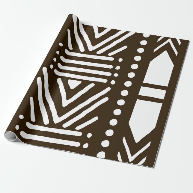 Geometric African Lera Trasa Tribal Giftwrap Presentpapper (Utrullad)