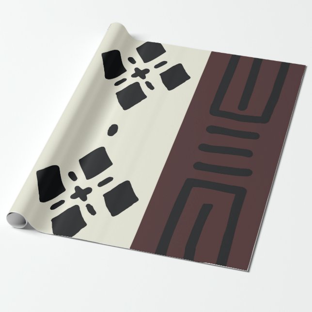 Geometric African Lera Trasa Tribal Giftwrap Presentpapper (Utrullad)