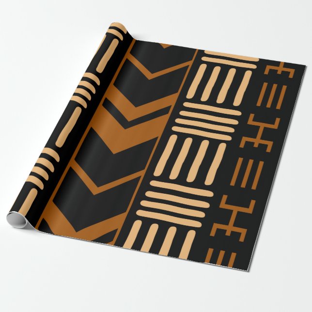 Geometric African Lera Trasa Tribal Giftwrap Presentpapper (Utrullad)