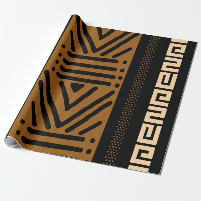 Geometric African Lera Trasa Tribal Giftwrap Wrapp Presentpapper (Utrullad)