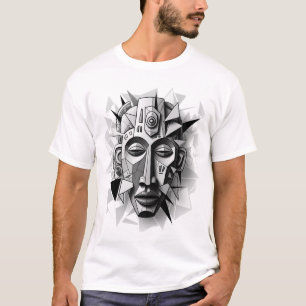 Geometric_African_Mask_Art. T Shirt