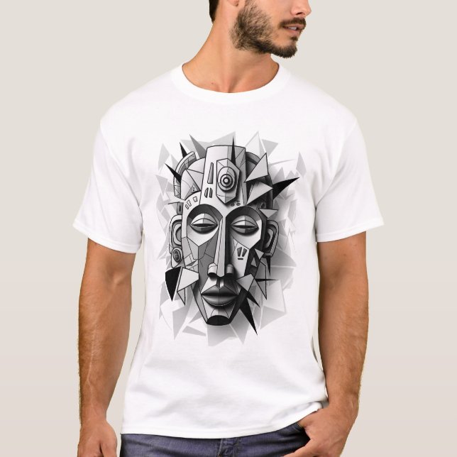Geometric_African_Mask_Art. T Shirt (Framsida)