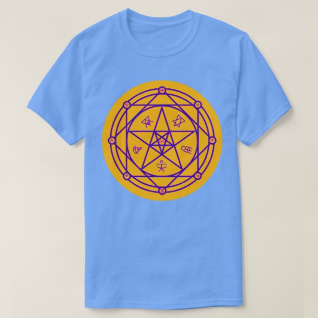 Geometric Alchemy Symbols Lila and Gult Design T Shirt (Design framsida)