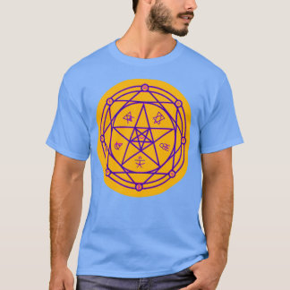 Geometric Alchemy Symbols Lila and Gult Design T Shirt