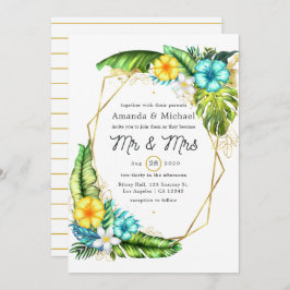 Geometric Aloha Tropical Summer Beach Wedding Inbjudningar