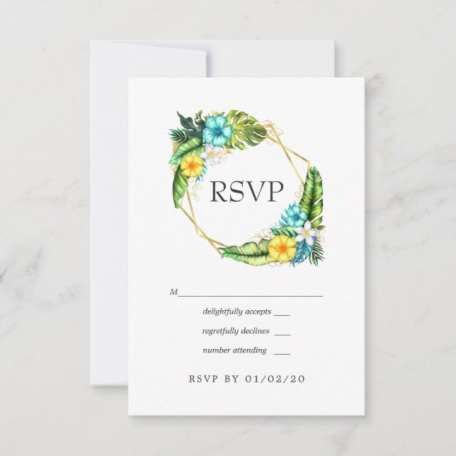 Geometric Aloha Tropical Summer Beach Wedding OSA Kort (Framsida)