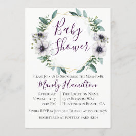 Geometric Anemone Eucalyptus Baby Shower Inbjudningar