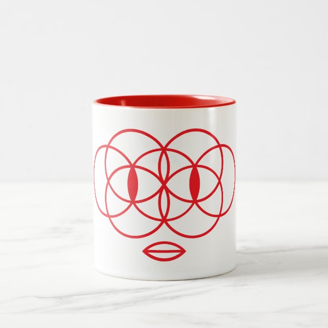 Geometric Ansikte Coffee Mugg (Center)
