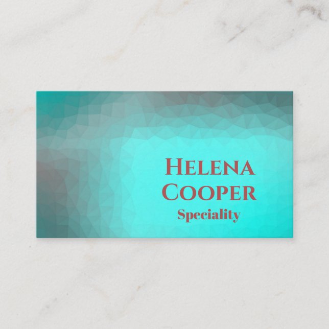 Geometric aqua blue turkos visitkort (Framsida)