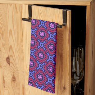 Geometric Arabesque Mönster i Vibrant Rosa och Bl Kökshandduk