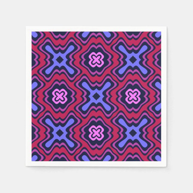Geometric Arabesque Mönster i Vibrant Rosa och Bl Pappersservett (Framsidan)