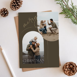 Geometric Arch Family Two Beach Photo Christmas Helg Vykort