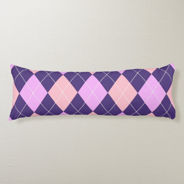 Geometric Argyle Blue Lila Y2K Mönster Kroppskudde (Framsidan)