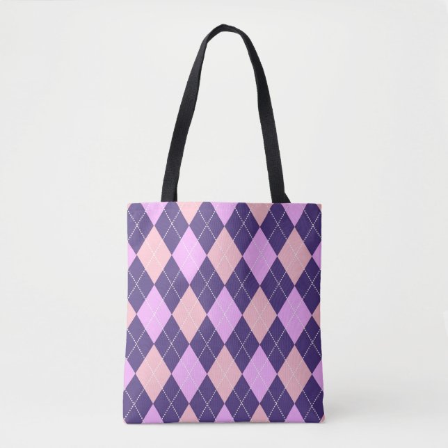 Geometric Argyle Blue Lila Y2K Mönster Tygkasse (Framsida)