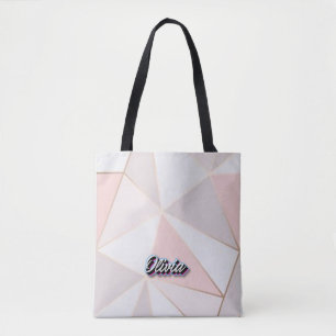 Geometric Art Anpassningsbar Tote i Ro Guld Tygkasse