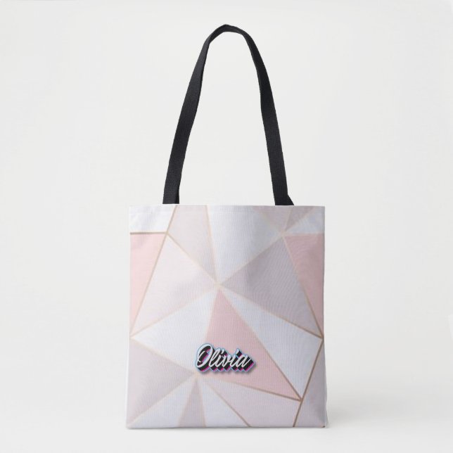 Geometric Art Anpassningsbar Tote i Ro Guld Tygkasse (Framsida)