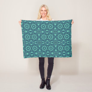 Geometric art blue grönt turcoise Fleece Blanket