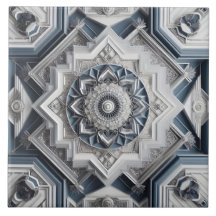 Geometric Art Deco All Grått Dusty Blue Benvit