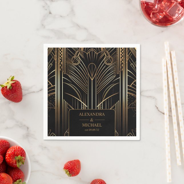 Geometric Art Deco Bröllop Pappersservett (Insitu)