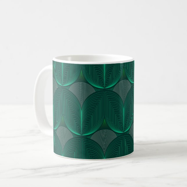 Geometric Art Deco emerald blomma Kaffemugg (Framsida vänster)