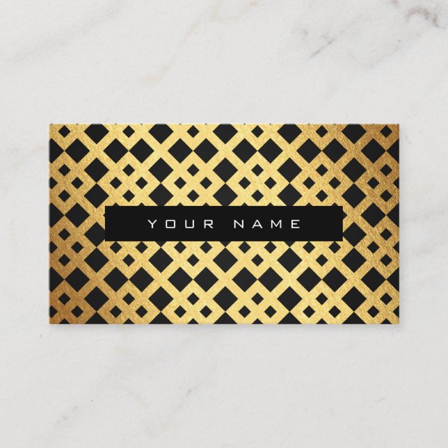 Geometric Art Deco Golden Black Vip Visitkort (Framsida)