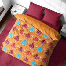 Geometric Art Deco Snäckas Orange Duvet Cover
