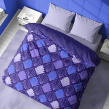 Geometric Art Deco Snäckor Blue Velvet Duvet Cover