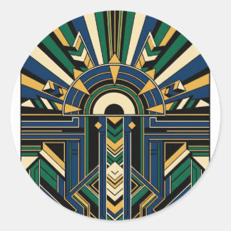 Geometric Art Deco Sunburst Runt Klistermärke