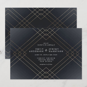 Geometric Art Deco Underbar Gatsby-bröllop-inbjuda Inbjudningar