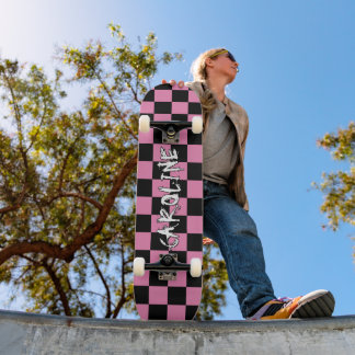 Geometric Art för anpassningsbar Rosa Black Abstra Mini Skateboard Bräda 18,5 Cm