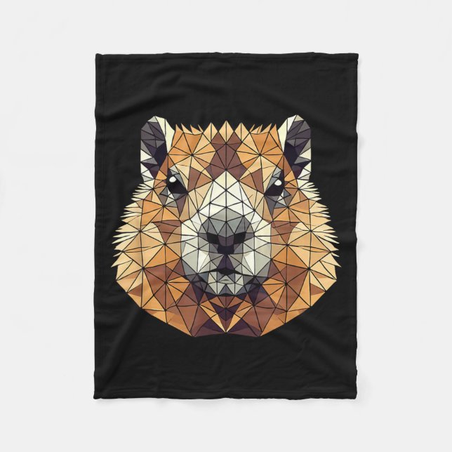 Geometric Art Groundhog Groundhogs  Fleecefilt (Framsidan)