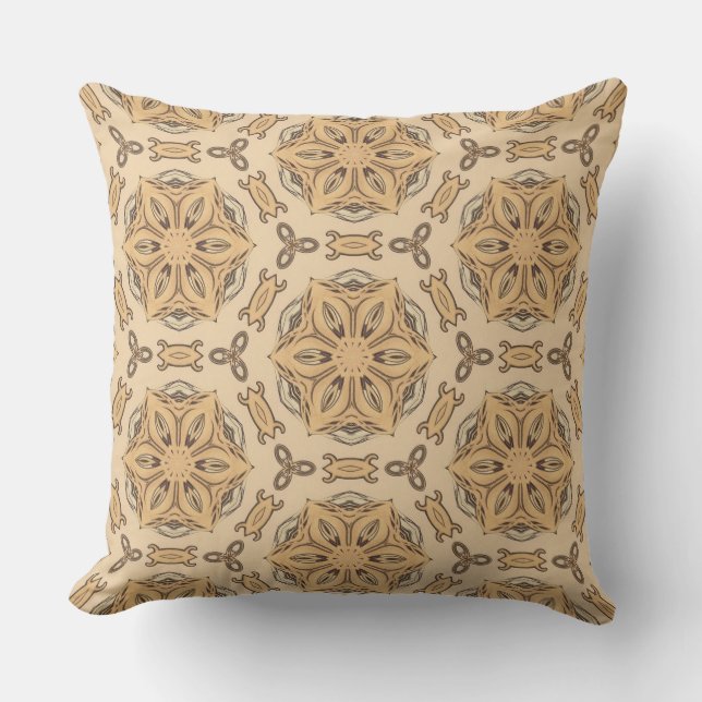 Geometric Art nouveau Blommönster Kudde (Framsida)
