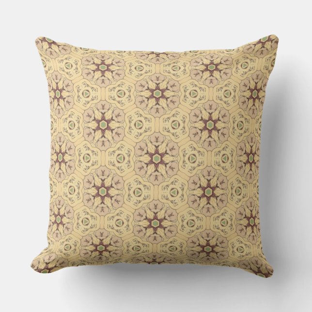 Geometric Art nouveau Cream Burgundy Mönster Kudde (Framsida)
