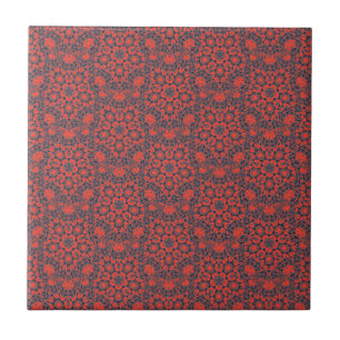 Geometric art red mörk turkos kakelplatta