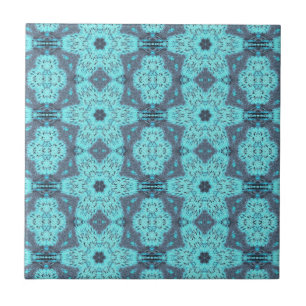Geometric art teal aqua blue grönt star grått kakelplatta