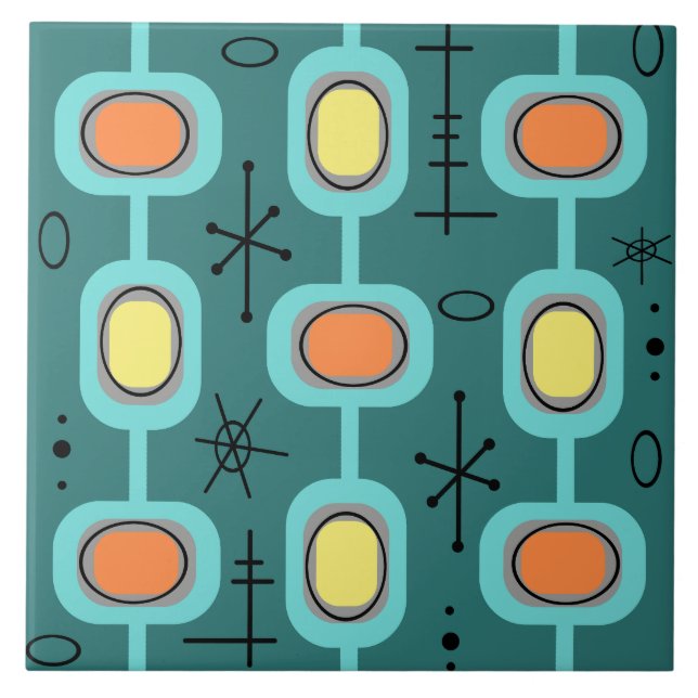 Geometric Art Teal för rumsålder Kakelplatta (Framsidan)