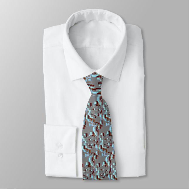 Geometric Art Tie, "Red Tide" Slips (Bunden)