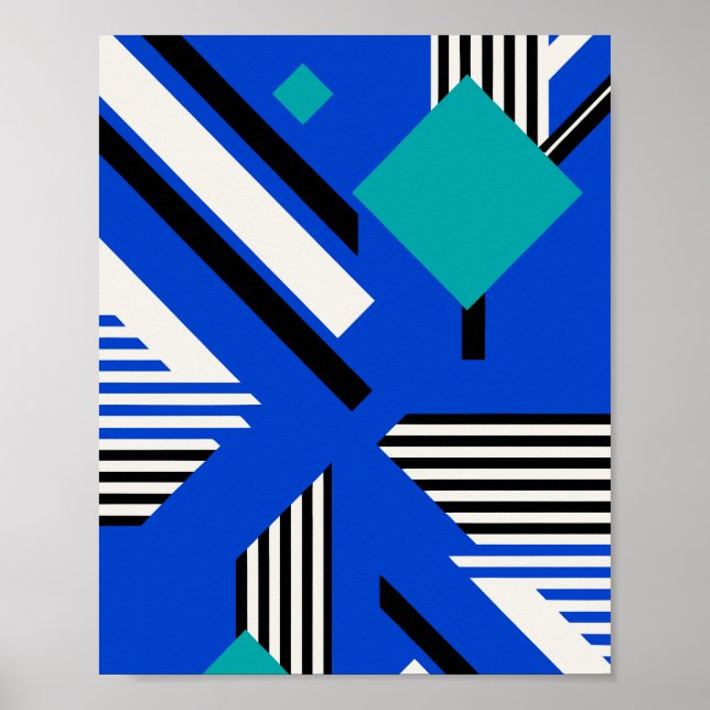 Geometric Art with Diamonds and Striped Lines Poster (Framsidan)