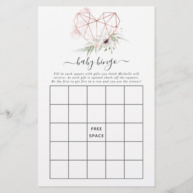 Geometric Baby Shower Bingo, Eucalyptus Eucalyptus (Framsida)