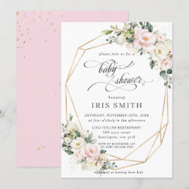 Geometric Baby Shower för  Blommigt för elfenben-R Inbjudningar