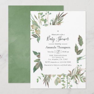 Geometric Baby Shower för vattenfärg Greenery Geom Inbjudningar