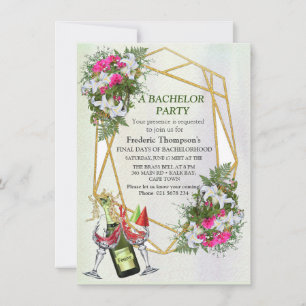 Geometric - Bachelor-kort för Guld Glitter Ram