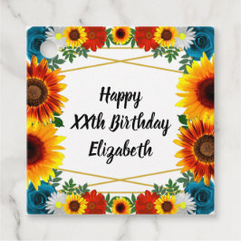 Geometric Backyard Summer Blommigt Gåvor Etiketter