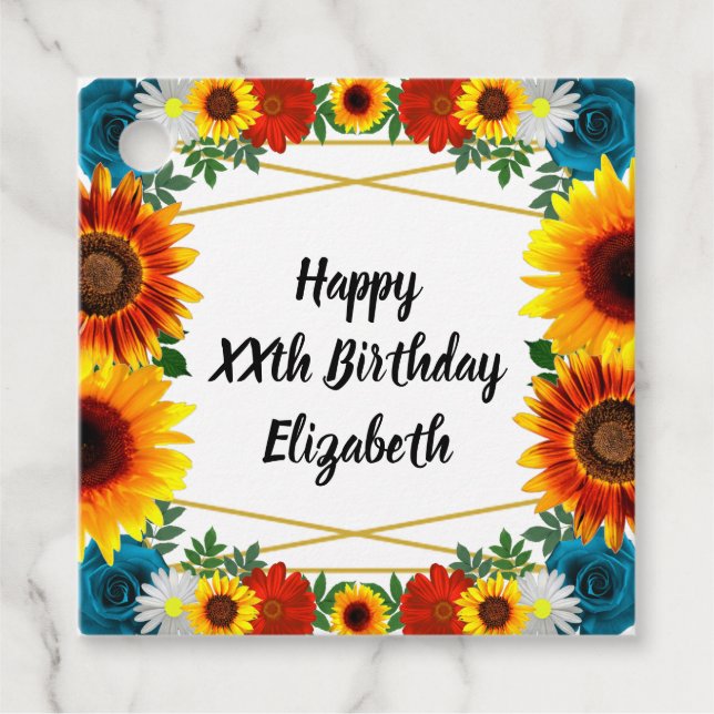 Geometric Backyard Summer Blommigt Gåvor Etiketter (Framsida)