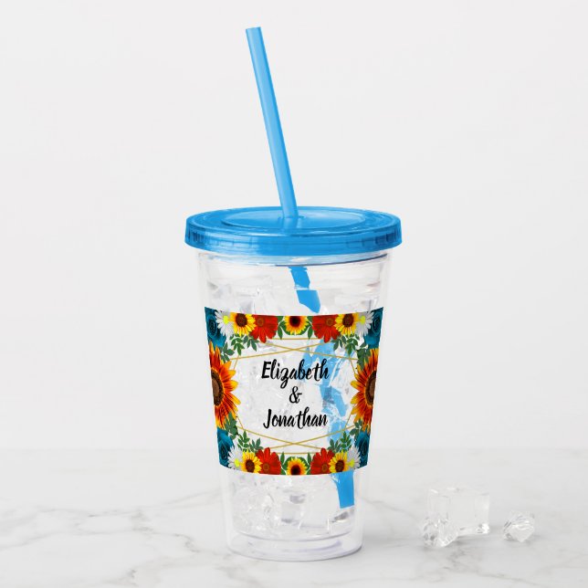 Geometric Backyard Summer Blommigt Take Away Mugg (Framsida Ice)