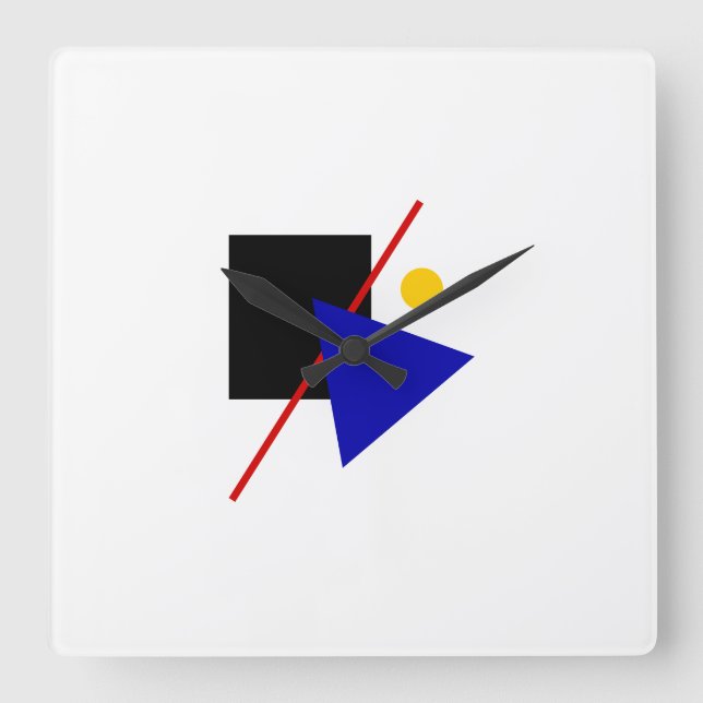 Geometric Bauhaus Design Fyrkantig Klocka (Framsida)